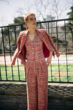 Çok Renkli El Dokuması Chanel Yelek- Ceket - Pantolon Takım