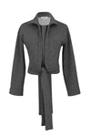 Gray Decorative Tied Sports Knit Cardigan