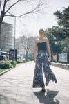 Flower Patterned Jean Palazzo Trousers