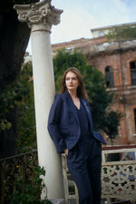 Navy Wool Shawl Collar Jacket - Vest - Trouser Set