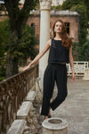 Line Detailed Black Blouse - Trouser Suit