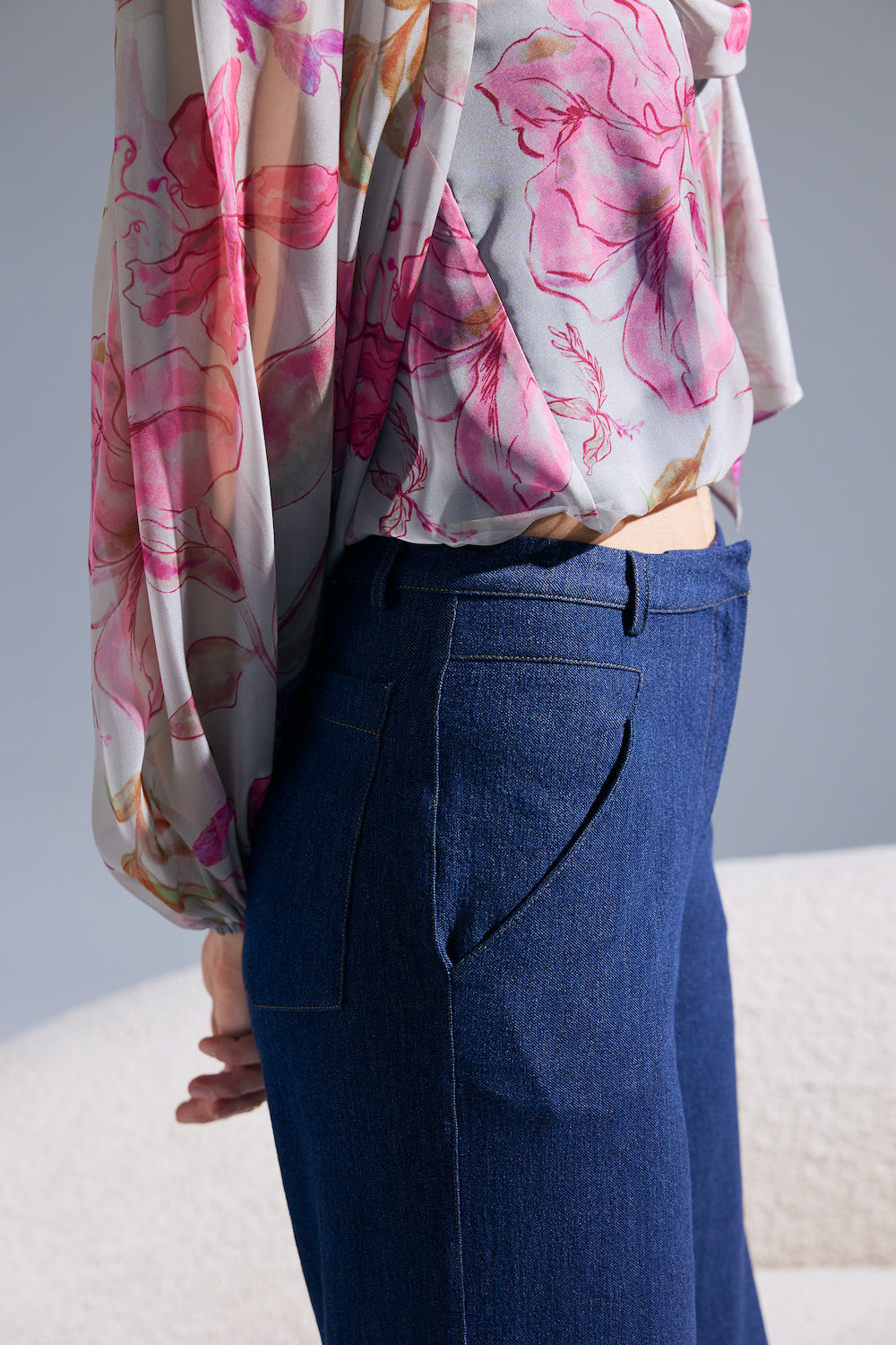 Hardal Rengi Dikişli Cepli Likralı Jean Pantolon