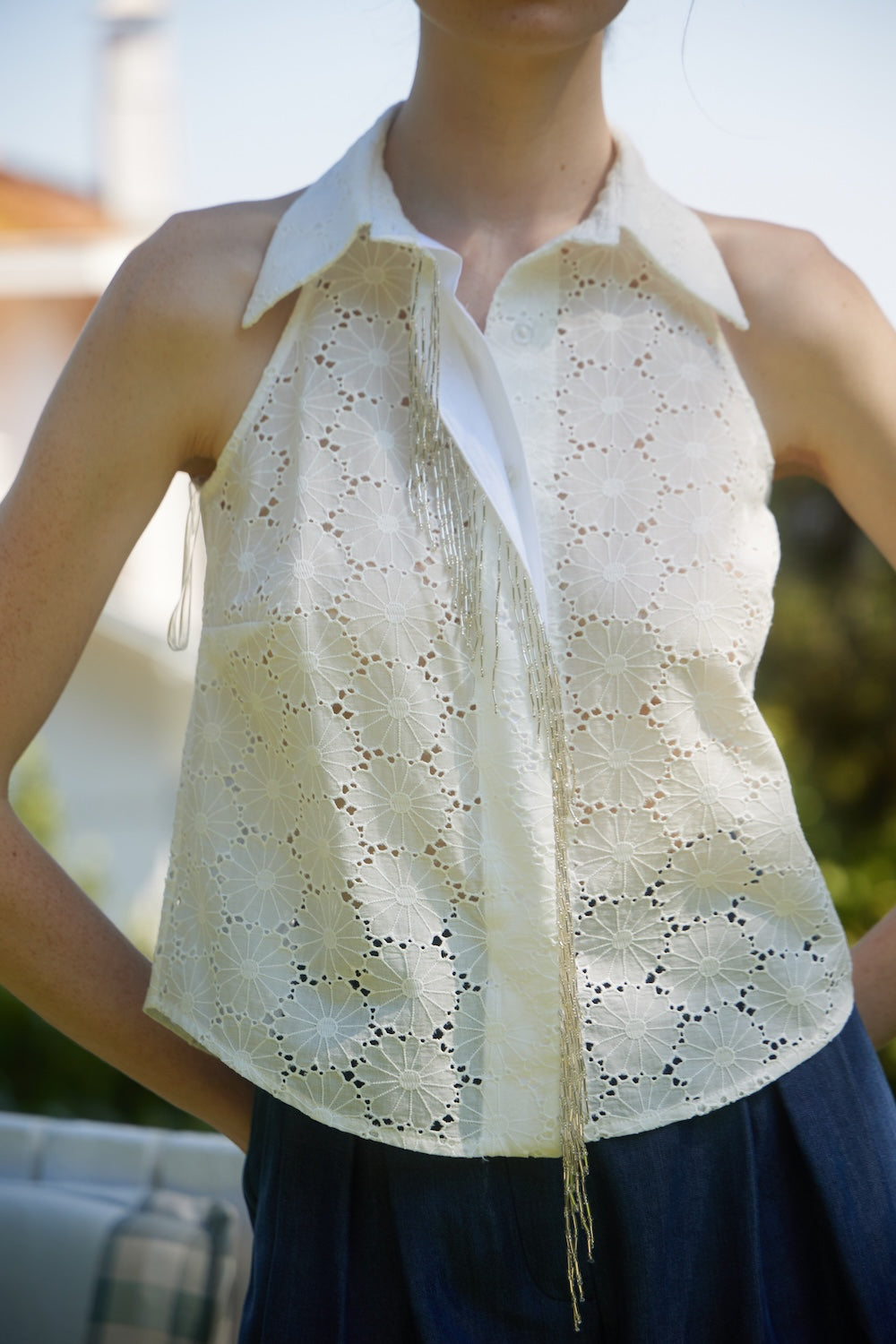 Aksesuar Detaylı Sıfır Kol  Fisto Gömlek