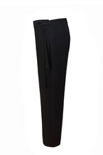 Black Crepe Wide Leg Trousers with Side Tie Detail