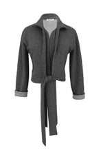 Gray Decorative Tied Sports Knit Cardigan