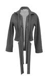 Gray Decorative Tied Sports Knit Cardigan