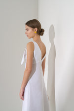 White Linen Dress with Sleeve Detail