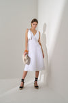 White Linen Dress with Sleeve Detail