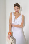 White Linen Dress with Sleeve Detail