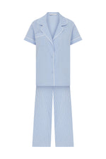 Kare Desen Cotton Biye Detaylı Uzun Pijama Takım
