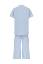 Kare Desen Cotton Biye Detaylı Uzun Pijama Takım