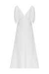 Kol Detaylı Beyaz Keten Elbise