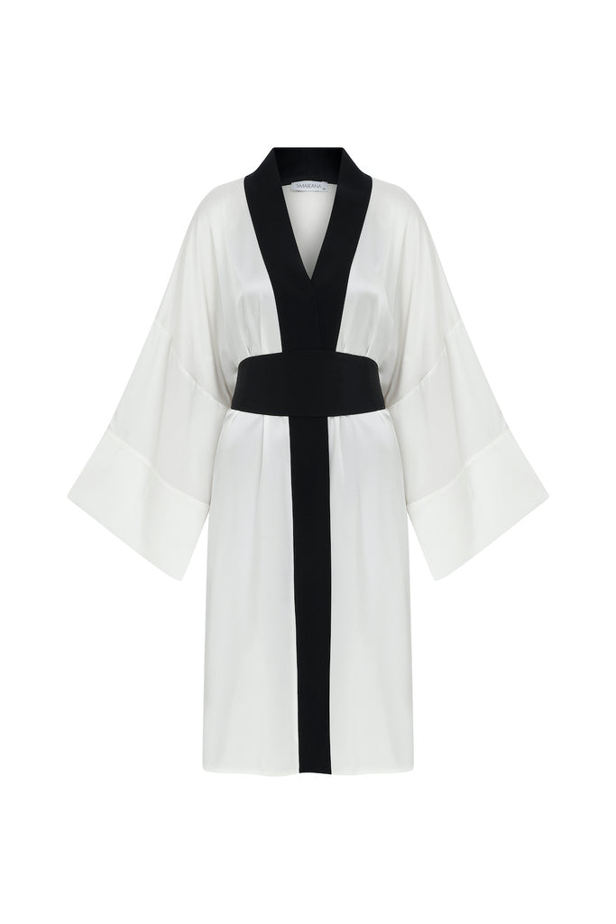 Short Dressing Gown with Silk Sash Detail