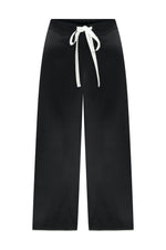 Biye Detaylı Siyah İpek Pijama Pantolon
