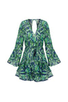 Ayarlanabilir Bel Green Leaf Püskül Detaylı Elbise
